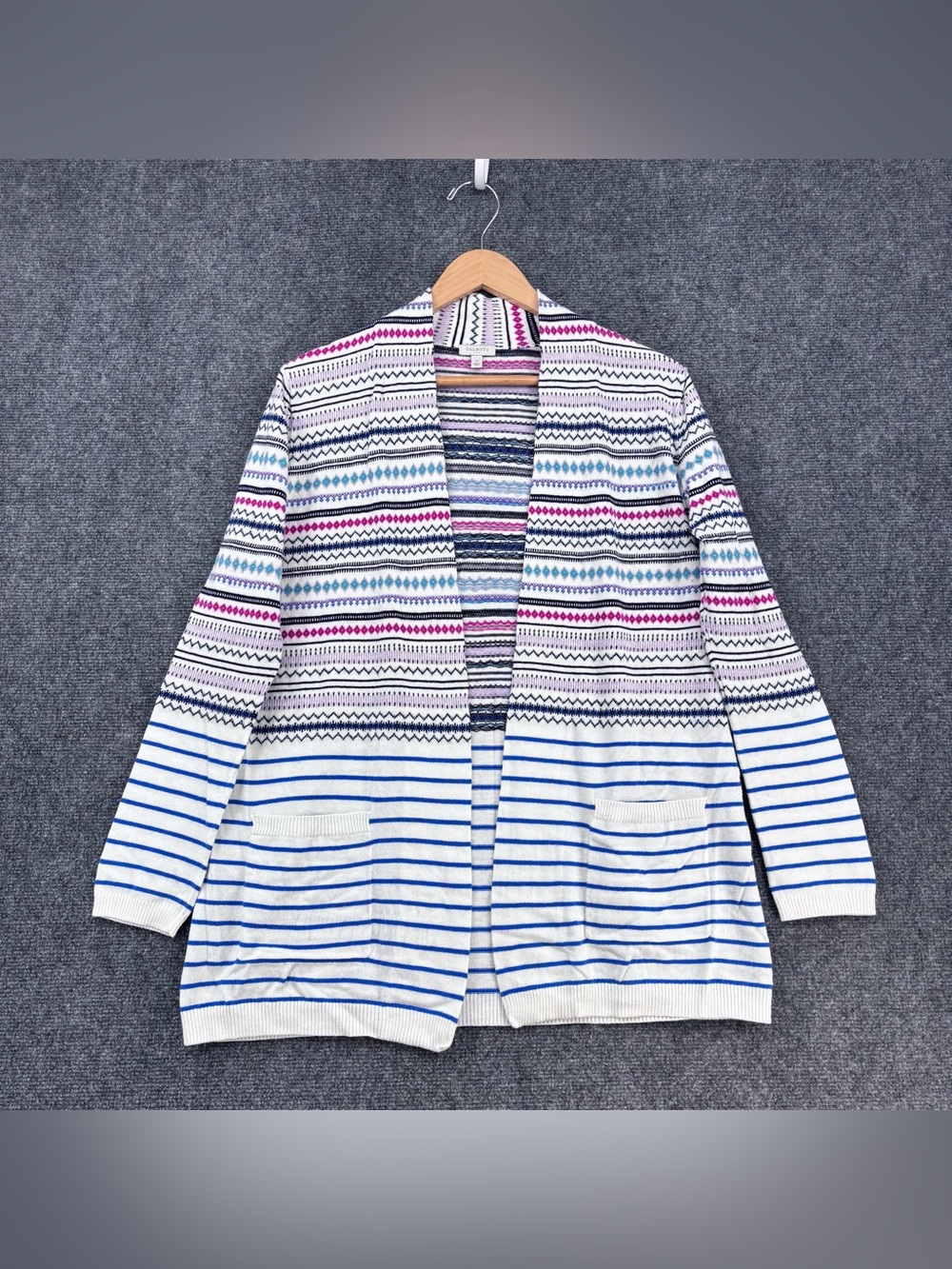 Talbots Colorful Cottagecore Fair Isle Cardigan Sweater Women’s S